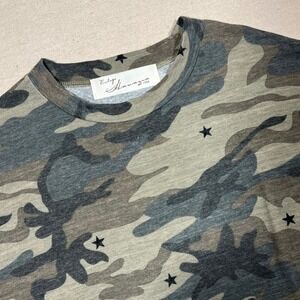 Vintage Havana Camo Star Print Long Sleeve Crop Top Olive‎ Green Size Small